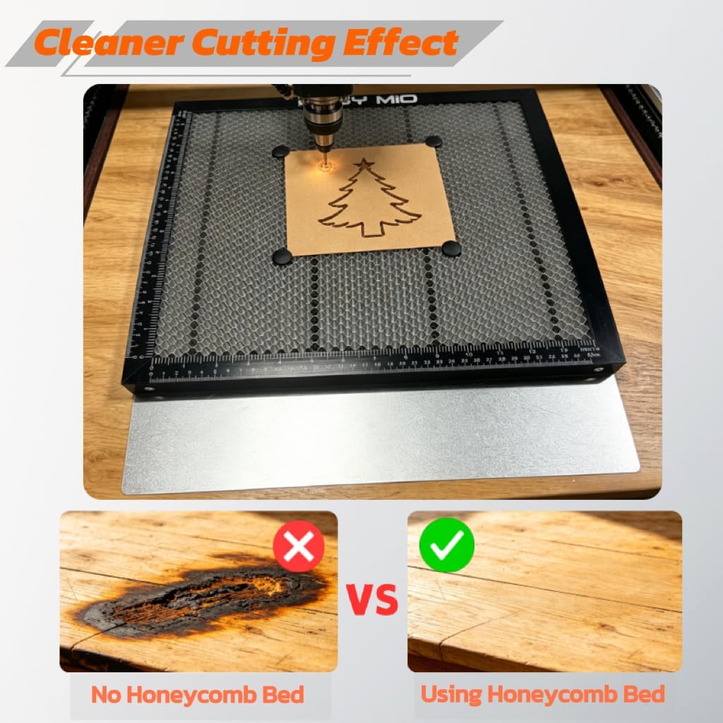 Mroy mio Honeycomb Laser Bed 400x400mm, Steel Laser Engraver Working Table with Aluminum Panel, Fast Heat Dissipation & Desktop Protection for D1/Pro/S9/S10/S30 Pro/RAY5 & Most Lasers