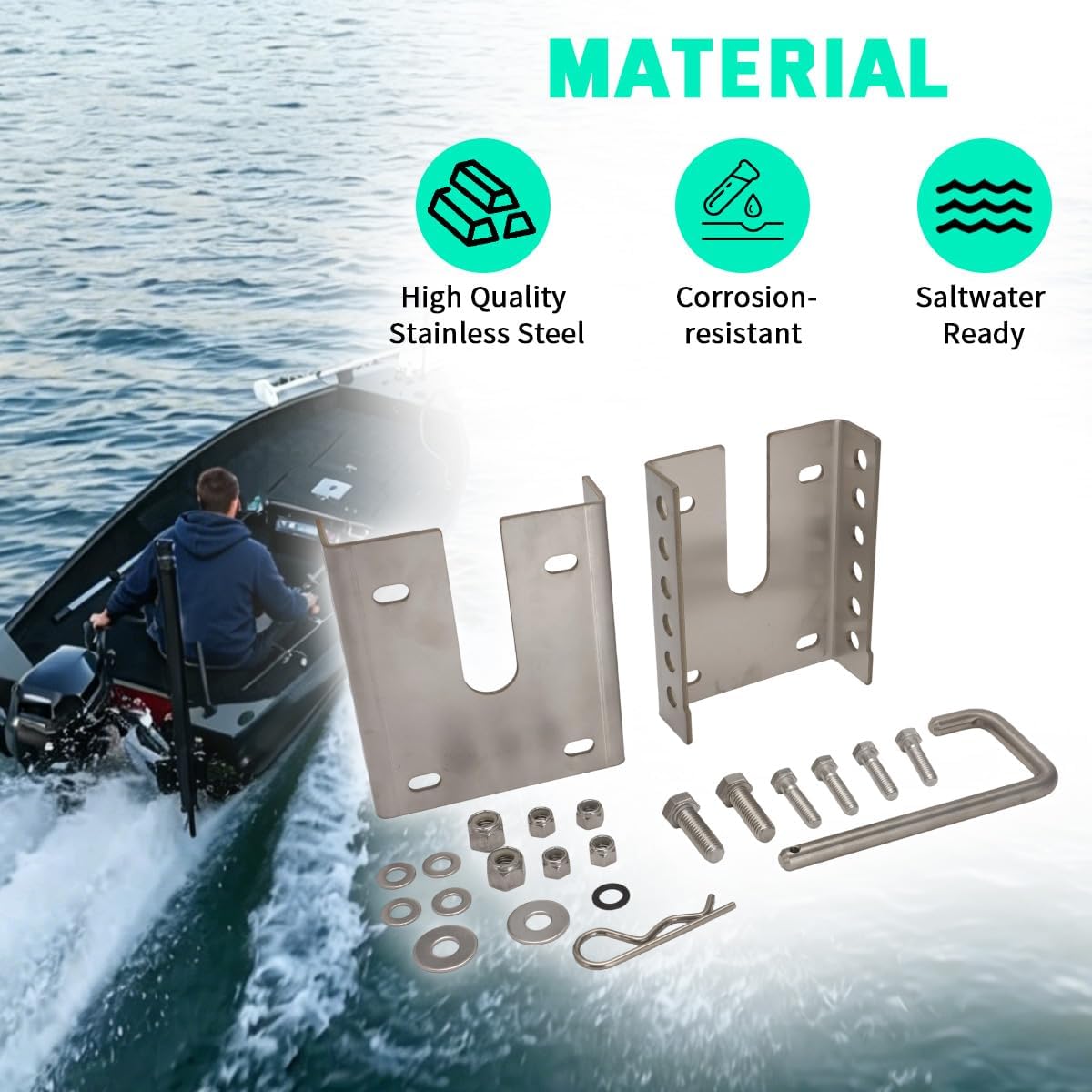 Adjustable Tilt Mount for Shallow Water Anchor for Power Pole Style | Stainless Steel Swivel Bracket, Fold Down to Prevent Garage Damage