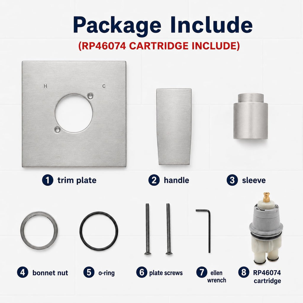 Replacement for Delta 13/14 Series Shower Handle Trim Kit with RP46074 Cartridge, Compatible with Delta R10000 Valve, Brushed Nickel (Valve Not Included)