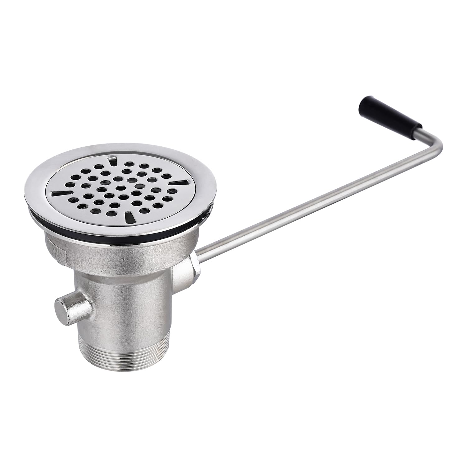 3-1/2" Commercial Sink Drain Valve Lever Handle Stainless Steel | Waste Valve Prevents Clogs, 2" Fast Drain, Under-Sink Lever Keeps Hands Dry, Leakproof Seal, Fits 1/2/3 Compartment Sinks