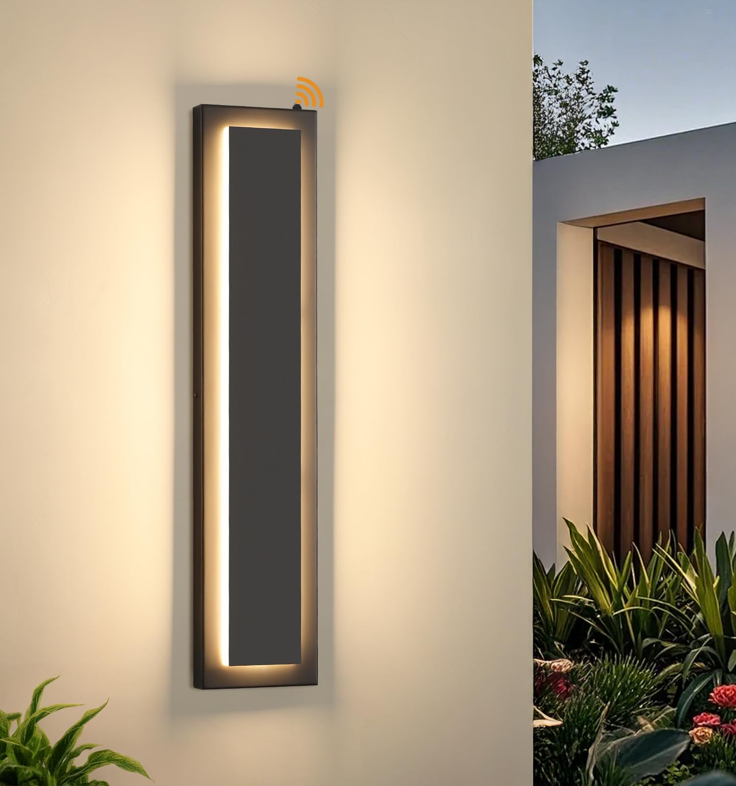 15.7'' Dusk to Dawn Outdoor Lights Modern LED Exterior Wall Lights, Black | 3000K, Built-in LED Front Porch Light Fixtures, IP65 Waterproof Hardwired Wall Sconce Outside Lighting for House Patio,1 Pack