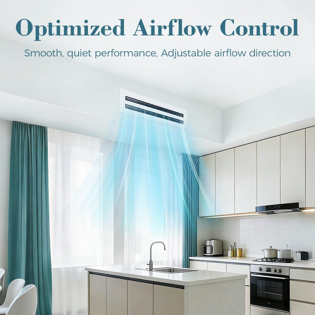 Modern AC Vent Cover Linear Slot Diffuser for 10 x 10 Duct Opening | All Aluminum Register Grille, White Finish, Modern Linear Slot Design for Ceiling, Wall & Floor Installation
