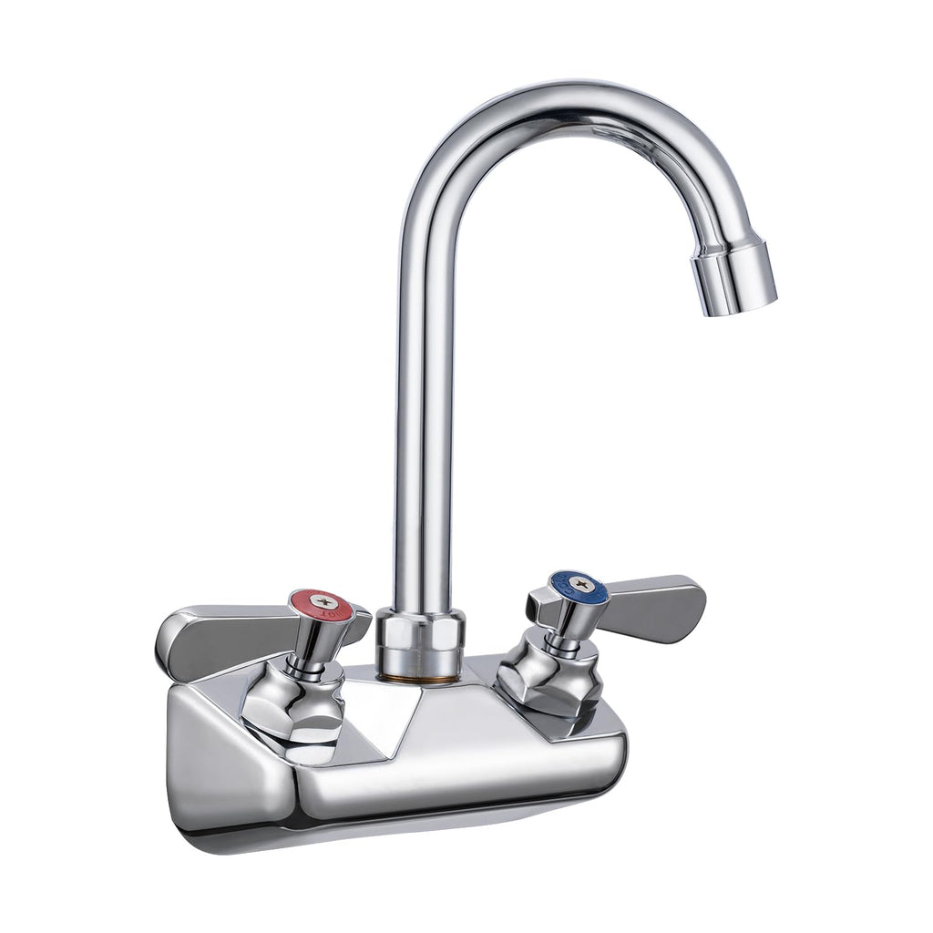 4 Inch Wall Mount Commercial Sink Faucet with 12" Swivel Spout