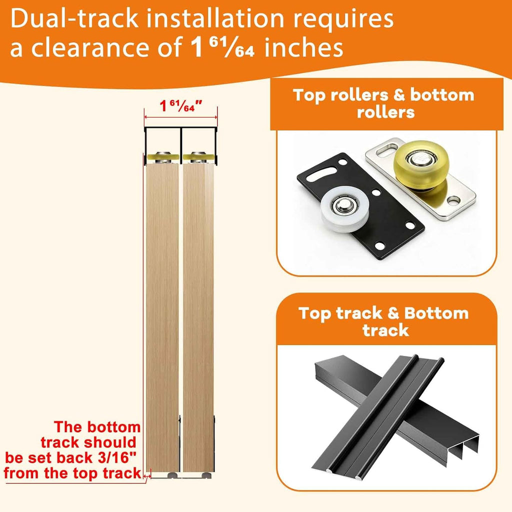 2Sets 4'Sliding Cabinet Door Track,Aluminum