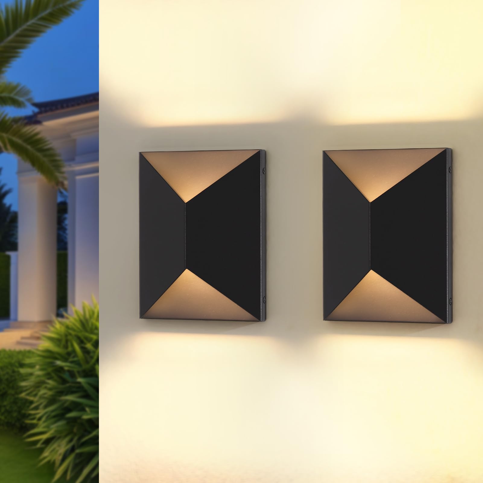 Fire Wolf LED Aluminum Porch Sconce Lights - Modern Exterior Wall Sconce, Up and Down Light Waterproof, 12W, 3000K, Black for Garage Enterway