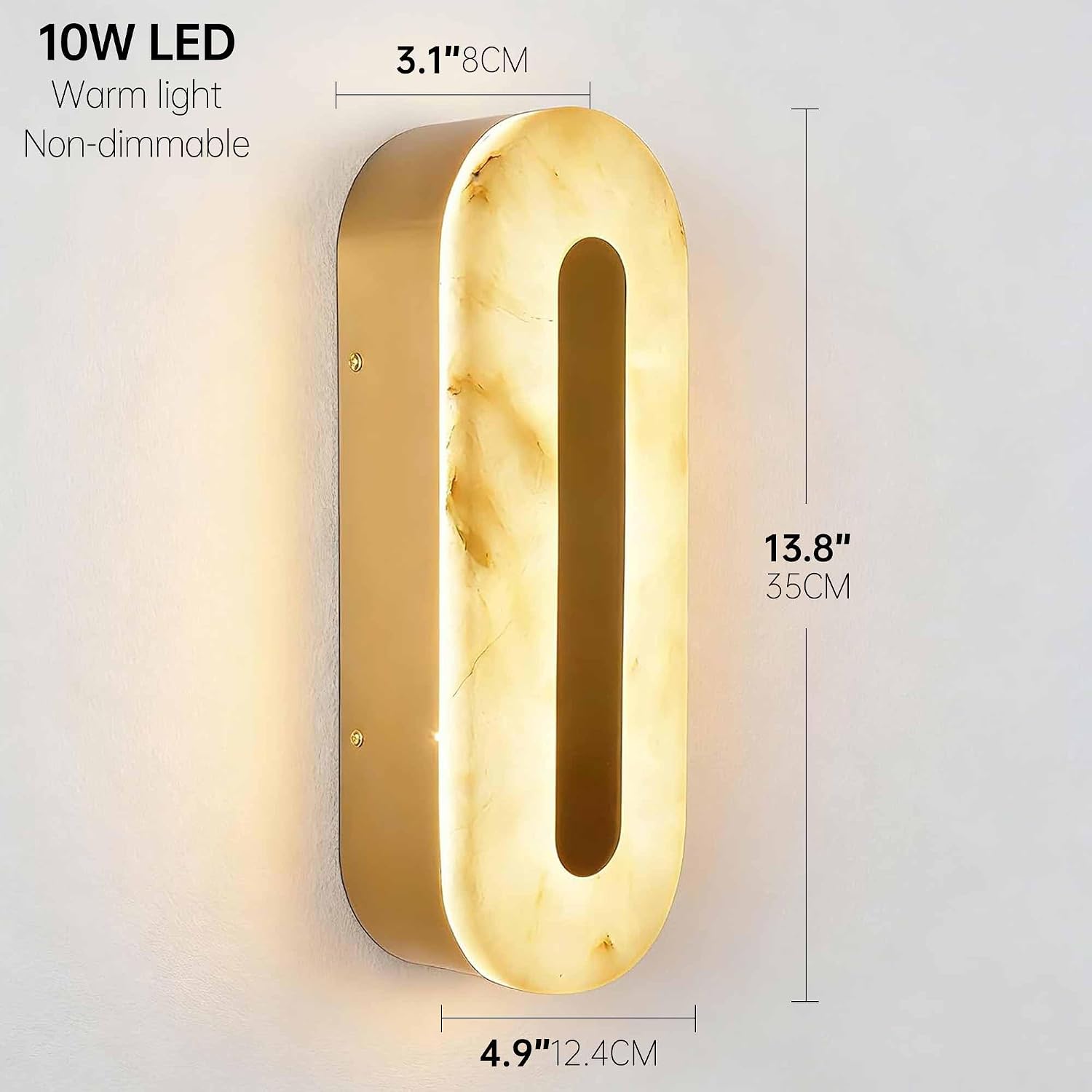 Alabaster Wall Sconces Oval Marble Wall Sconce with Gold Base | Stone Bathroom Vanity Light Fixtures LED Alabaster Lights Hardwired For Living Room Showroom Staircase Bedroom