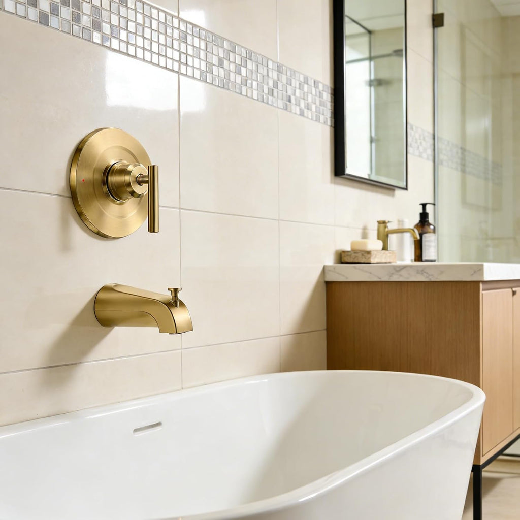 Shower Handle Trim Kit Compatible With Moen T2191, Brushed Gold (Trim Only) | Posi Temp Shower Trim Kit, Repair Wobbly Handle or Bathroom Renovation, Fit for 2510/2520/2570/2590 Valves Series