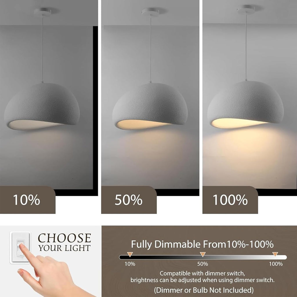 Wabi Sabi Pendant Light Oval, 7.87in Small Japanese Ceiling Fixture for Bedroom Bedside Entryway Hallway Kitchen, Minimalist Japandi Hanging Lamp White E26 Base (20cm/7.87in)