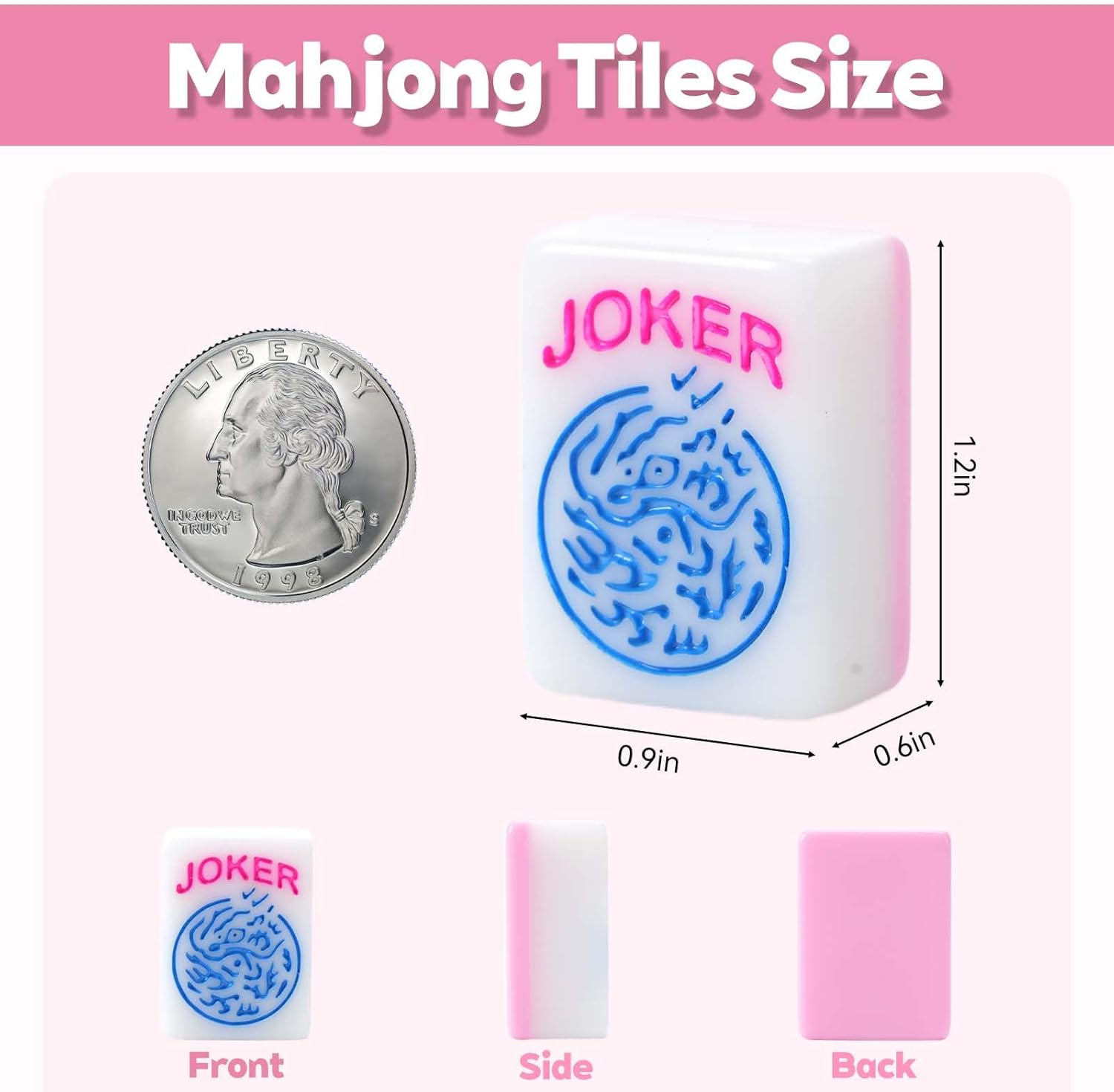 Mahjong Tile Set with 166 Premium Mahjong Tiles, Complete Set with Carrying Bag for Family Game Nights and Friendly Competition