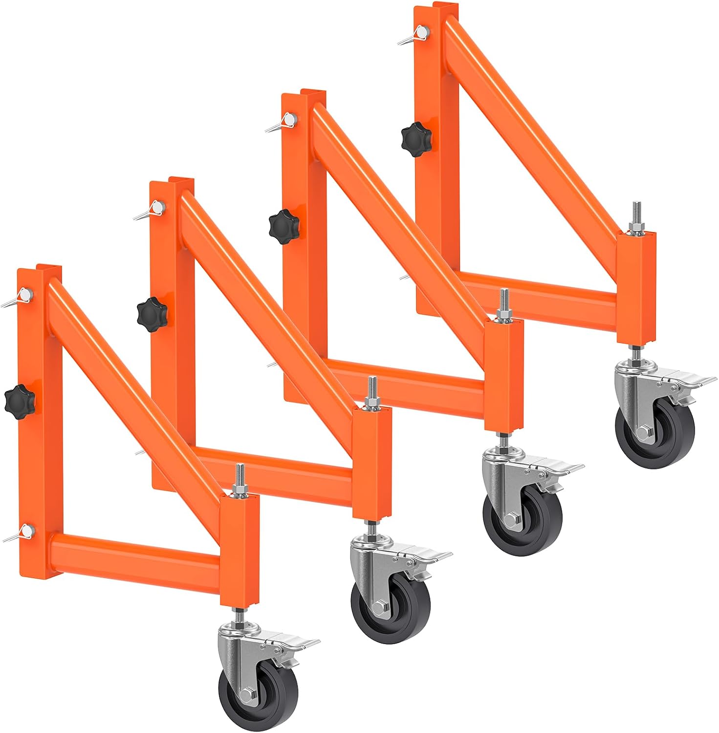 4-Pack Adjustable Scaffold Outriggers for Baker Scaffolding | Heavy Duty Scaffold Outriggers, Adjustable Height 5.7"–7.2", 4" Swivel Casters, 1000 lbs Capacity for Construction Work