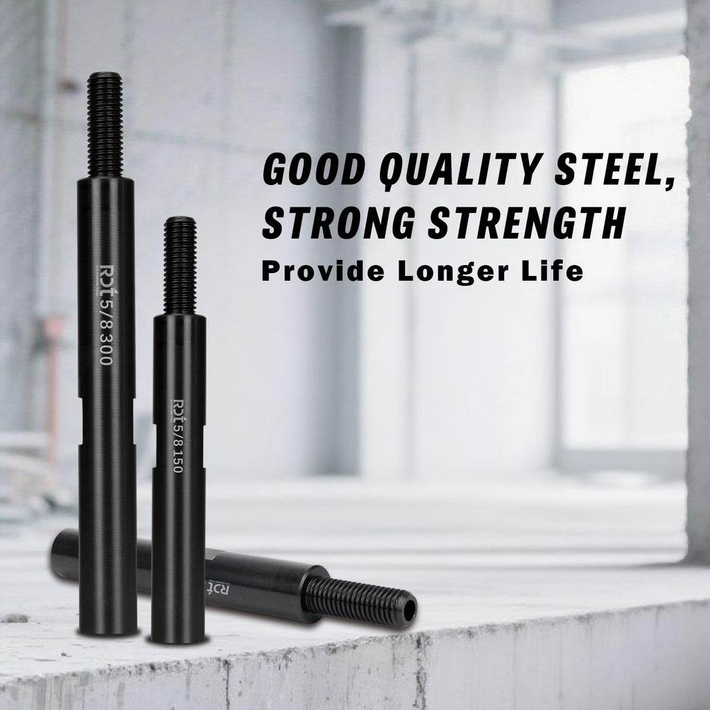 RDT 6" Core Drill Bit Extension Shaft 5/8"-11 Thread Adapter, Durable Heat-Treated Steel for Diamond Core Drill Bits On Concrete, Masonry, Stone (Round)