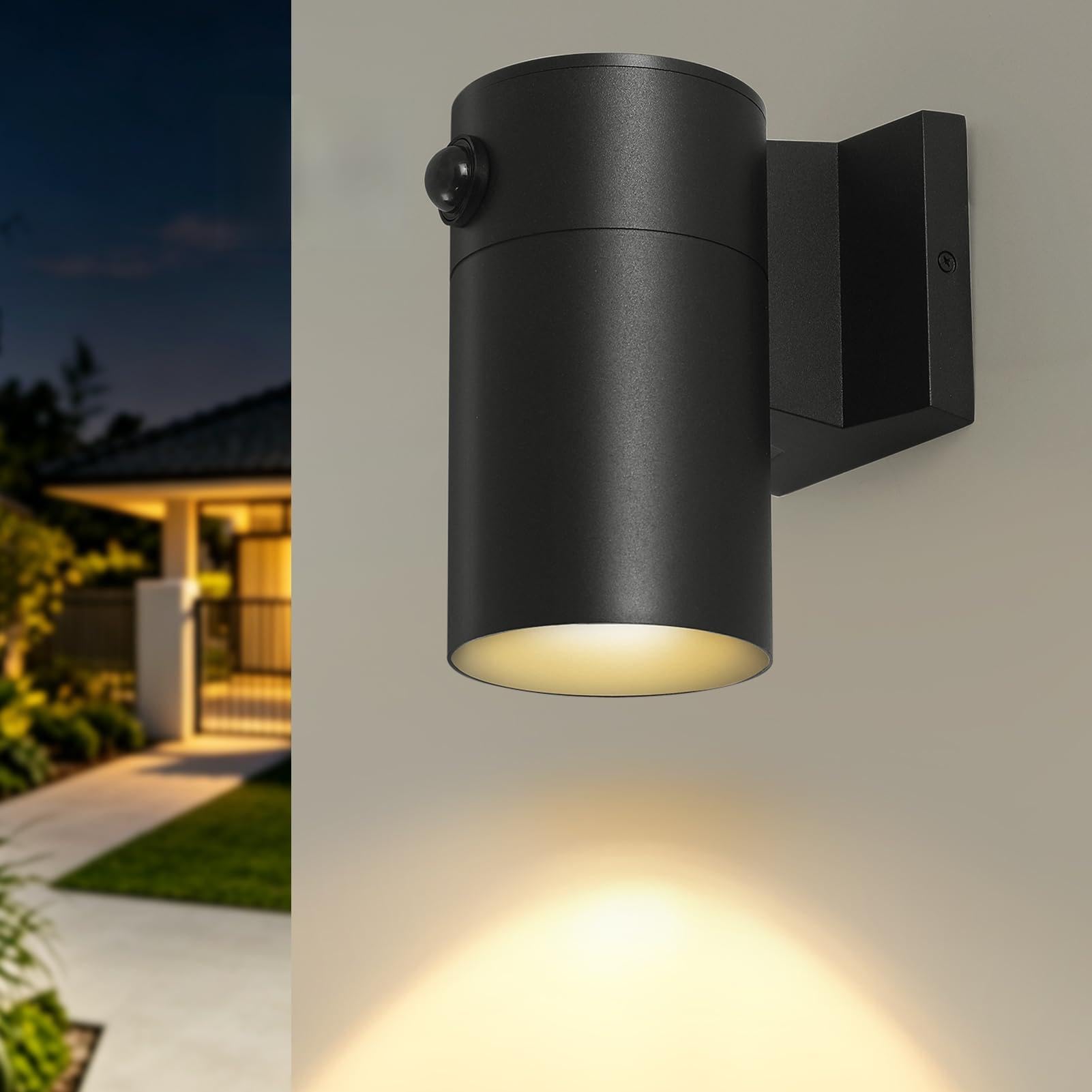 Fire Wolf Modern Outdoor Wall Light - Aluminum Outdoor Porch Sconce for House, Patio, Garage, Doorway & Entryway - Stylish Waterproof Exterior Lighting for Outside(Black,E26)