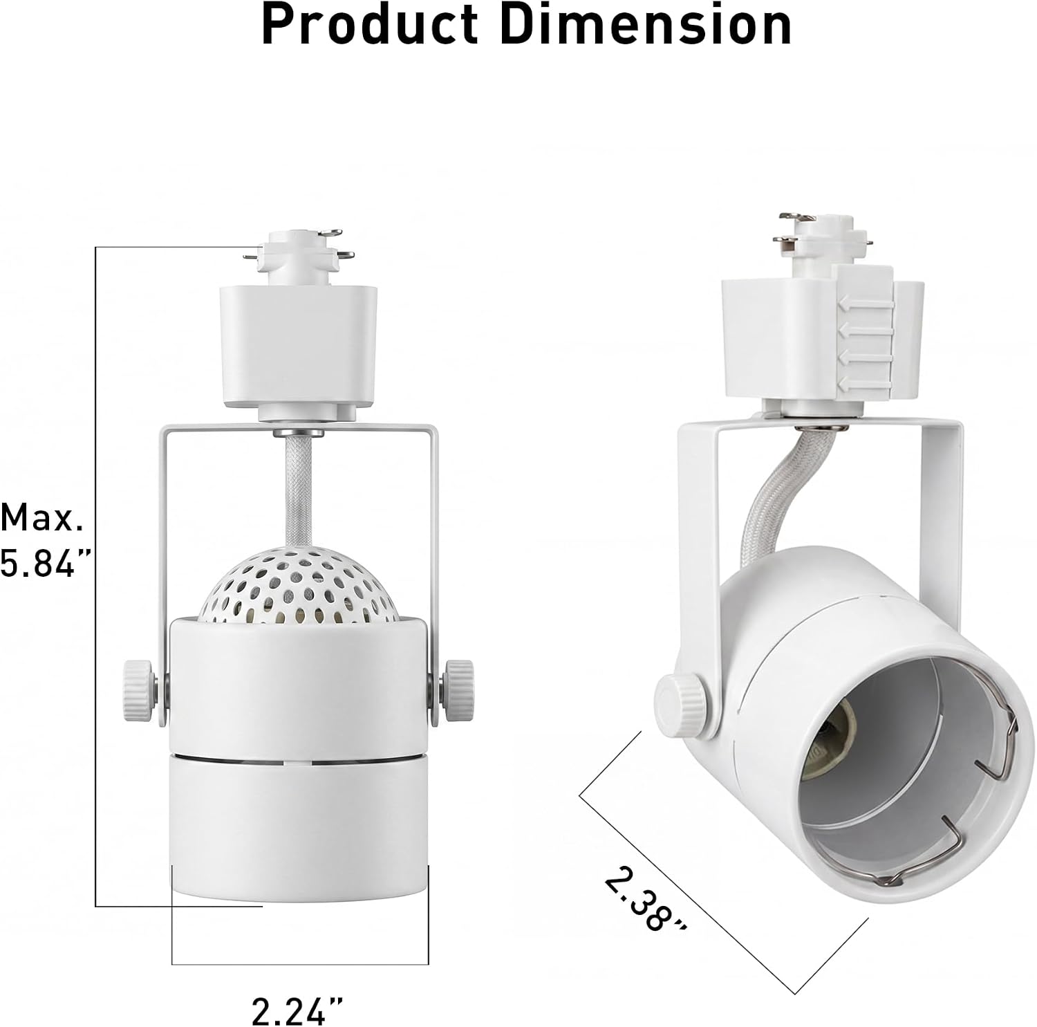[6 Pack] CLOUDY BAY H Type Track Lighting Heads to Gu10 Base Socket Light Direction Adjustable,Round,White