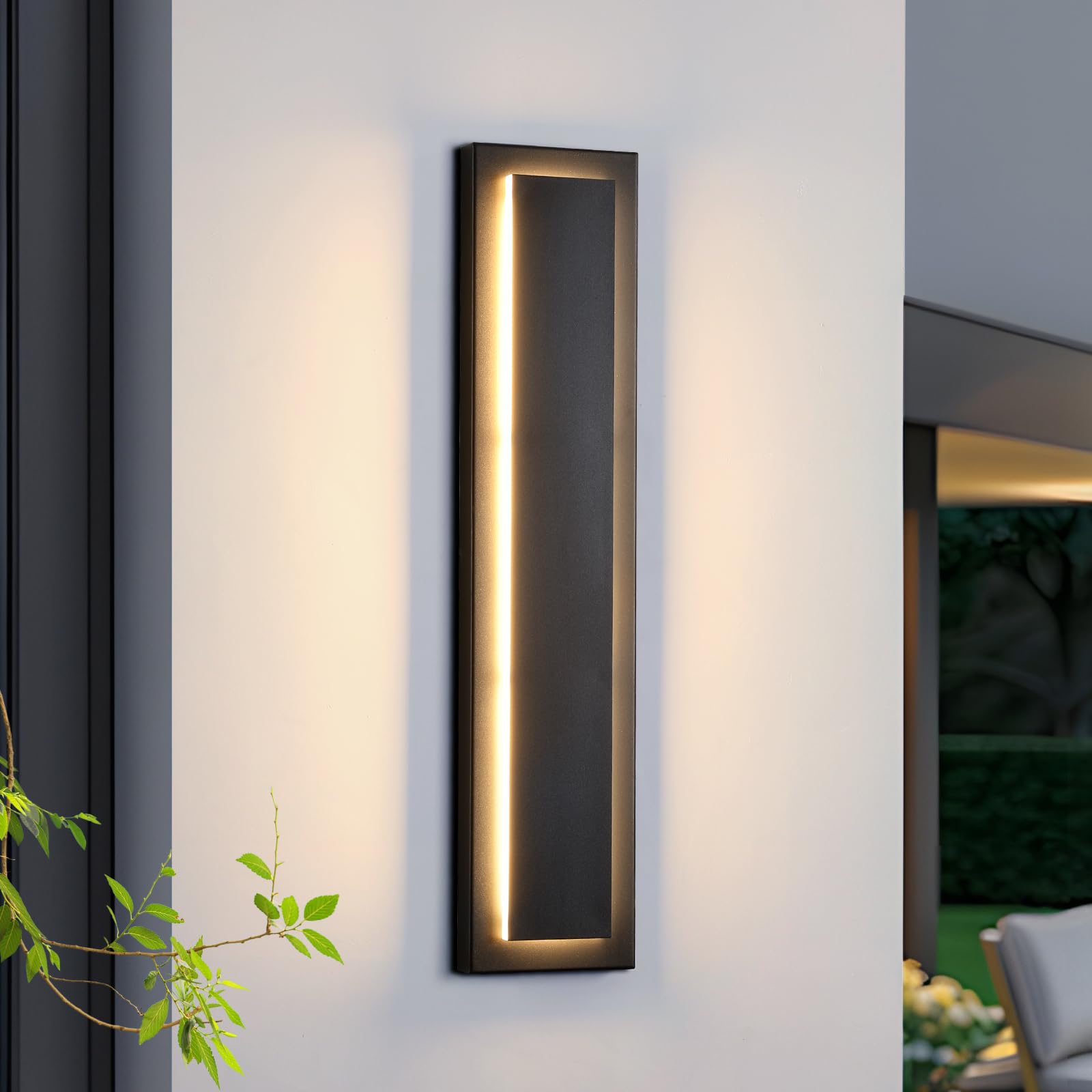 15.7'' Dusk to Dawn Outdoor Lights Modern LED Exterior Wall Lights, Black | 3000K, Built-in LED Front Porch Light Fixtures, IP65 Waterproof Hardwired Wall Sconce Outside Lighting for House Patio,1 Pack