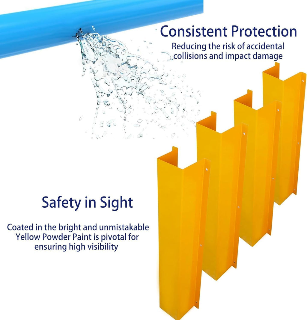 10" Yellow Galvanized Steel Pipe Guard, 39"H x 13"W x 10"D Heavy Duty Carbon Steel Wall-Mounted Pipeline Bollard Protector, Split Type for Warehouse Garage Industrial Commercial