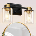 Bathroom Light Fixtures, 2-Light Black and Gold Vanity Lights for Bathroom | Bathroom Vanity Light with Clear Glass Shade, Modern Bathroom Lighting Fixtures Over Mirror for Bedroom Hallway Living Room
