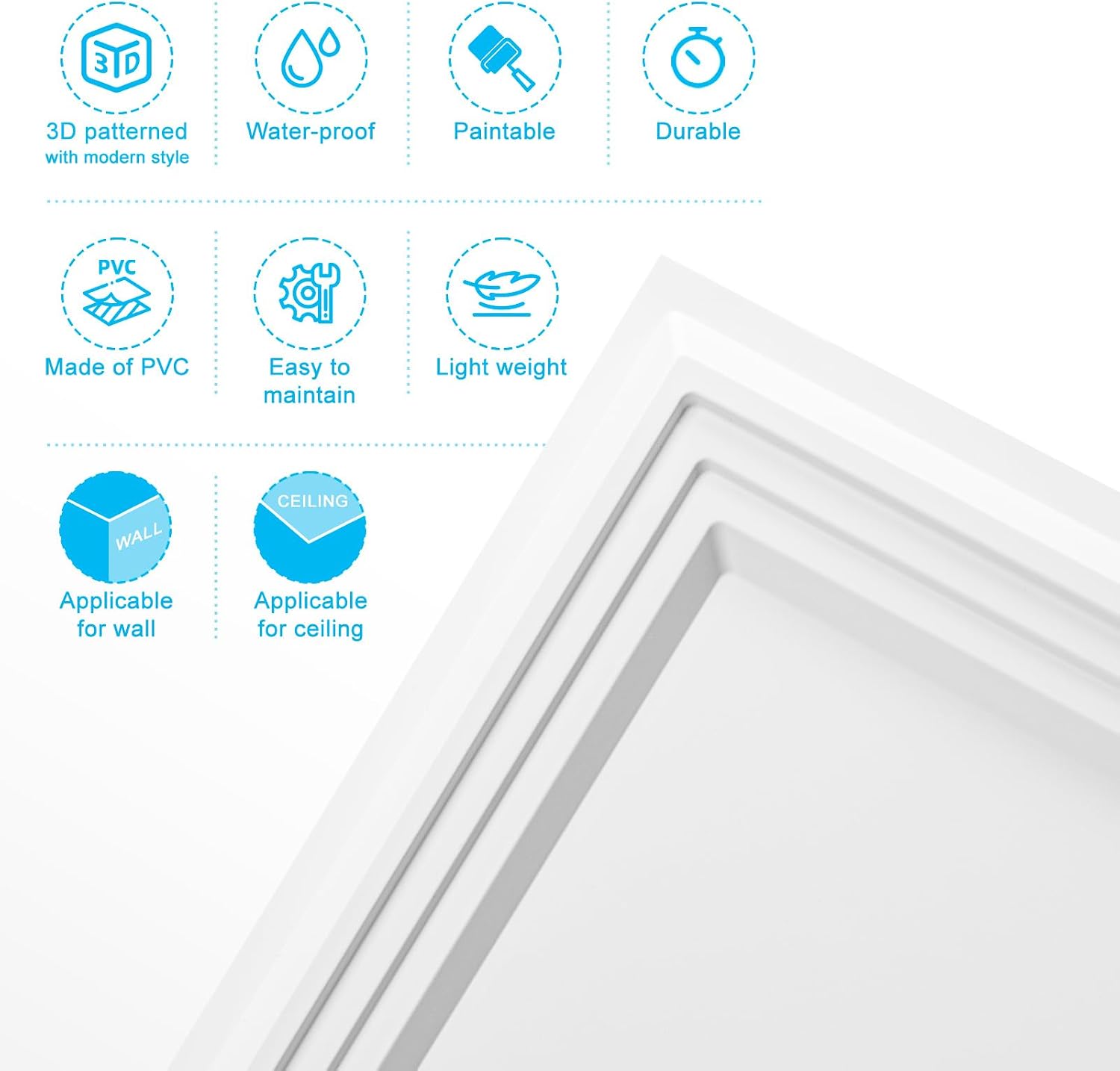 Art3d 33-Pack Accent 3D Textured Wall Panels, 11.8 x 11.8 in, White | Wipe Clean, PVC, Water Repellent, Impact Proof, Scratch Resist, Great for Living Room, Bedroom, Gaming Room, Office