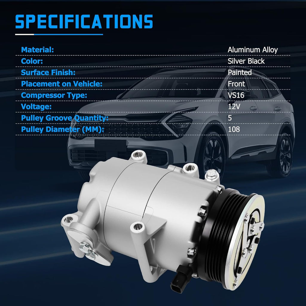 29079C Air Conditioner AC Compressor with Clutch Fits for 2013 2014 Focus 2.0L, Replace OE 1816964 BV6N19D629BC (for Turbocharged Only)