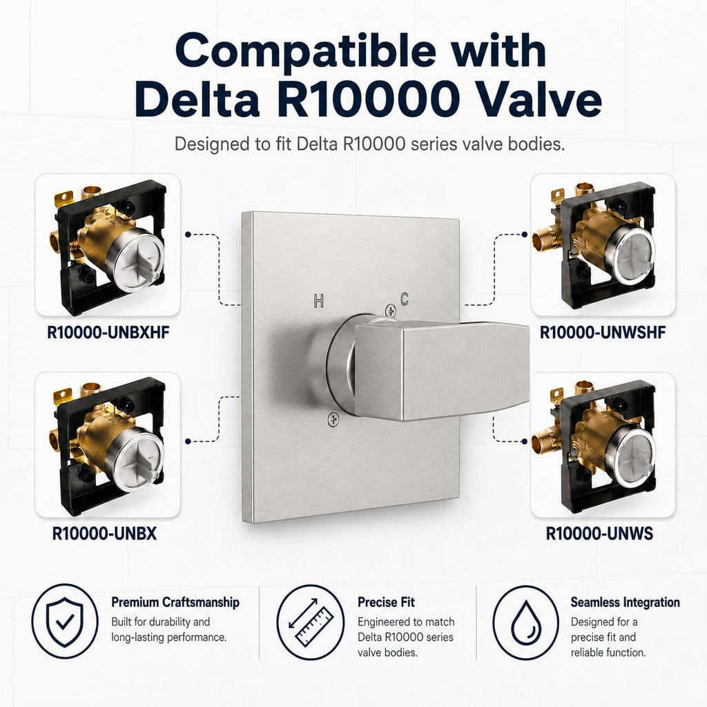 Replacement for Delta 13/14 Series Shower Handle Trim Kit with RP46074 Cartridge, Compatible with Delta R10000 Valve, Brushed Nickel (Valve Not Included)