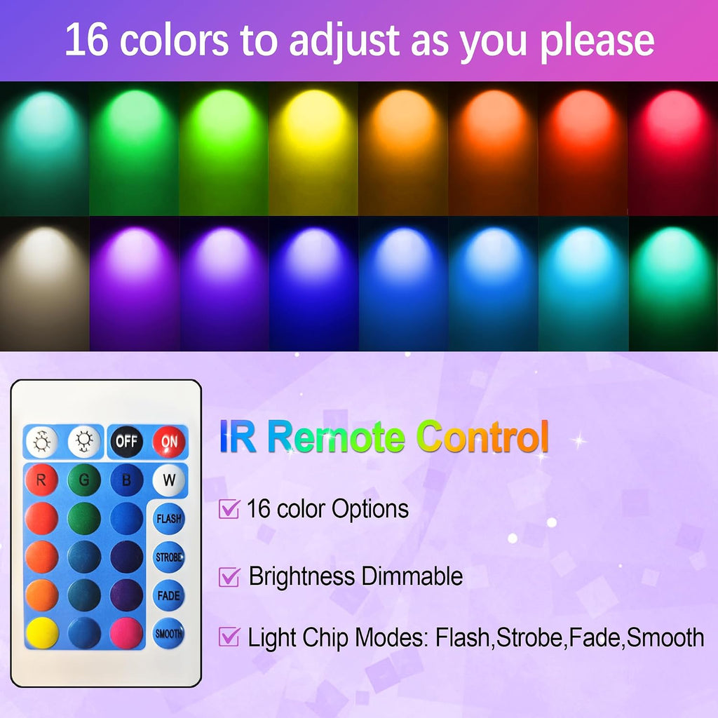 GU10 RGB Track Lighting Heads, White 2-Pack Color Changing Spotlight Bulbs, 10W Accent Ceiling Lights with IR Remote for Kitchen, Gallery, Bar and Home Ambiance (Track Not Included)