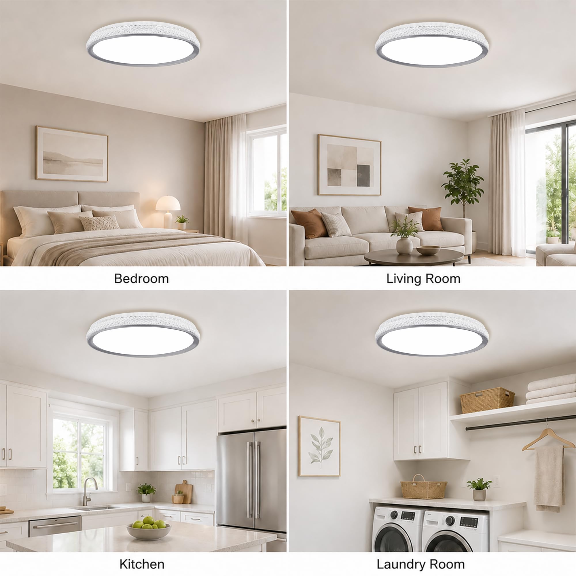 LED Flush Mount Ceiling Light, 38W 3800LM Dimmable, 15 in Low Profile, Gold | 2700K-5000K 5 Color Selectable, CRI 90+, Modern Round Close to Ceiling Light Fixtures for Kitchen Bedroom Bathroom Hallway