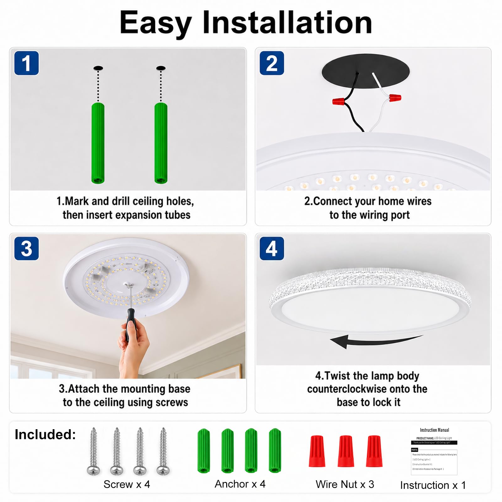 LED Flush Mount Ceiling Light, 38W 3800LM Dimmable, 15 in Low Profile, Gold | 2700K-5000K 5 Color Selectable, CRI 90+, Modern Round Close to Ceiling Light Fixtures for Kitchen Bedroom Bathroom Hallway