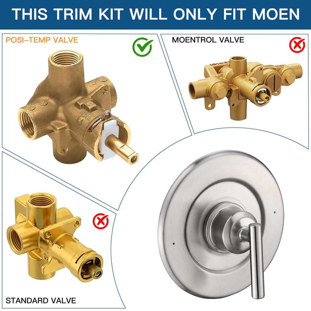 Shower Handle Trim Kit Compatible With Moen T2191, Brushed Gold (Trim Only) | Posi Temp Shower Trim Kit, Repair Wobbly Handle or Bathroom Renovation, Fit for 2510/2520/2570/2590 Valves Series