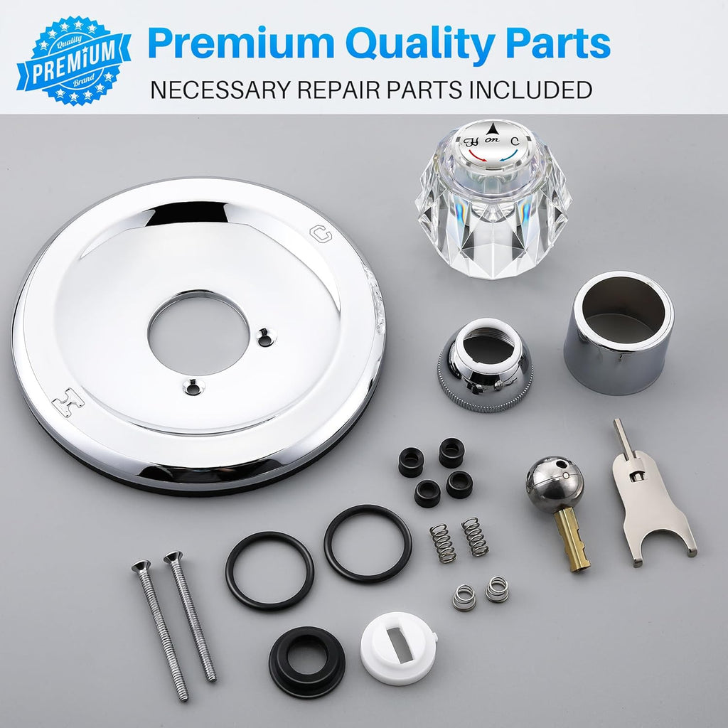 Trim Repair Kit Compatible with Delta RP54870 (Chrome) | Single Function Tub Shower Handle Renovation Trim Kit Compatible with Delta 600 Series Shower Valve, Acrylic Handle