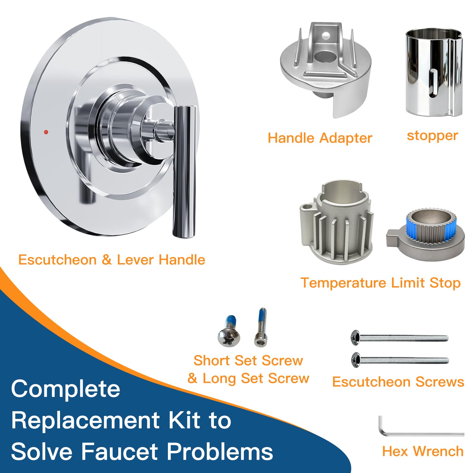 Shower Handle Trim Kit Compatible With Moen T2191, Brushed Gold (Trim Only) | Posi Temp Shower Trim Kit, Repair Wobbly Handle or Bathroom Renovation, Fit for 2510/2520/2570/2590 Valves Series