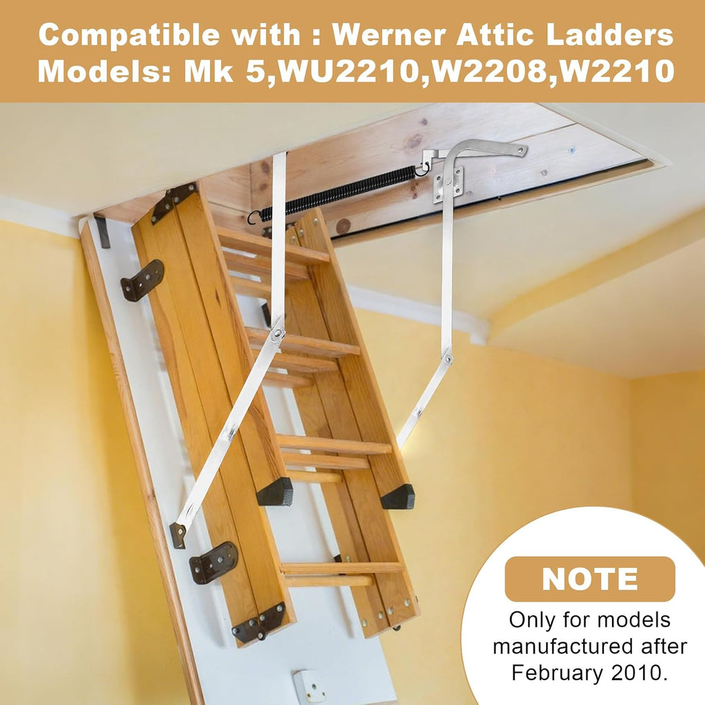 55-2 Attic Ladder Hinge Arms with Springs for Werner Attic Ladders | Compatible with Werner Mk5, WU2210, W2208, W2210, Suitable for Werner Attic Ladders Manufactured After 2010