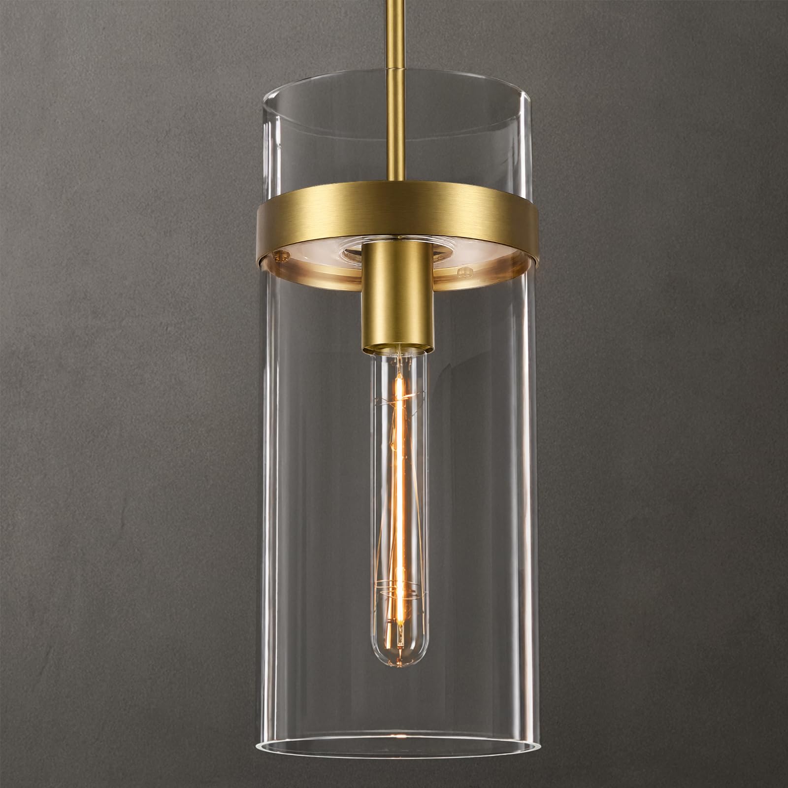 Modern Large Brass Water Ripple Glass Kitchen Pendant Light Fixtures, Gold 12 in Island Pendant Lights,Hanging Island Lights,for Bedroom, Foyer, Entryway,Dining, Bulbs Included