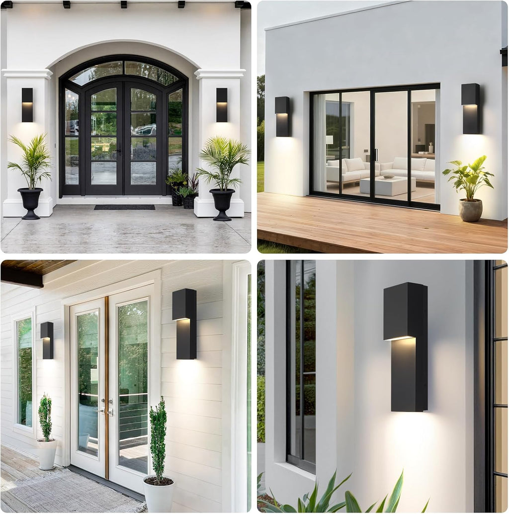 Fire Wolf Modern 16" 18W LED Outdoor Wall Sconce,Dual-Source Front Porch Light,Aluminum Modern Wall Light,3000K,Damp Environments Such as Porches,Terraces,Gardens,Indoor/Outdoor