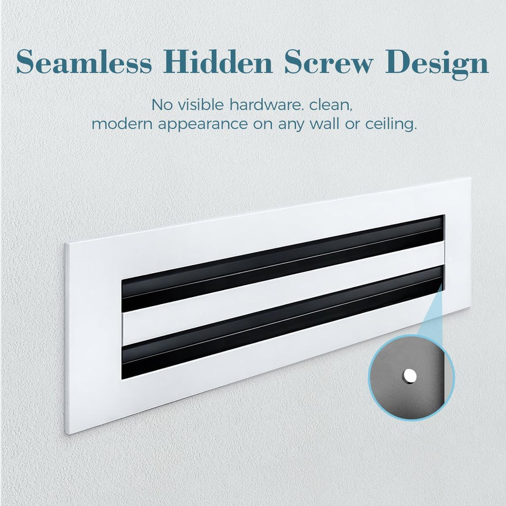 Modern AC Vent Cover Linear Slot Diffuser for 10 x 10 Duct Opening | All Aluminum Register Grille, White Finish, Modern Linear Slot Design for Ceiling, Wall & Floor Installation