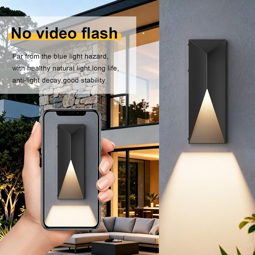Aipsun 3CCT Black LED Outdoor Wall Light 2 Packs, IP65 Waterproof Exterior Modern Porch Light