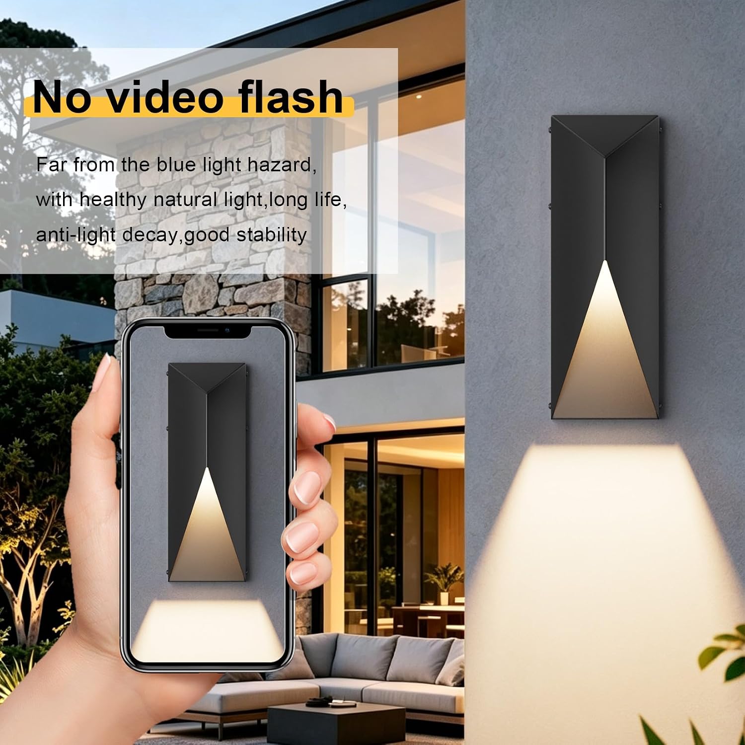 Aipsun 3CCT Black LED Outdoor Wall Light 2 Packs, IP65 Waterproof Exterior Modern Porch Light