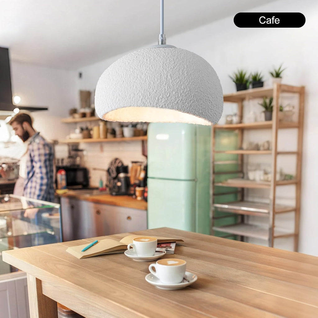 Wabi Sabi Pendant Light Oval, 7.87in Small Japanese Ceiling Fixture for Bedroom Bedside Entryway Hallway Kitchen, Minimalist Japandi Hanging Lamp White E26 Base (20cm/7.87in)