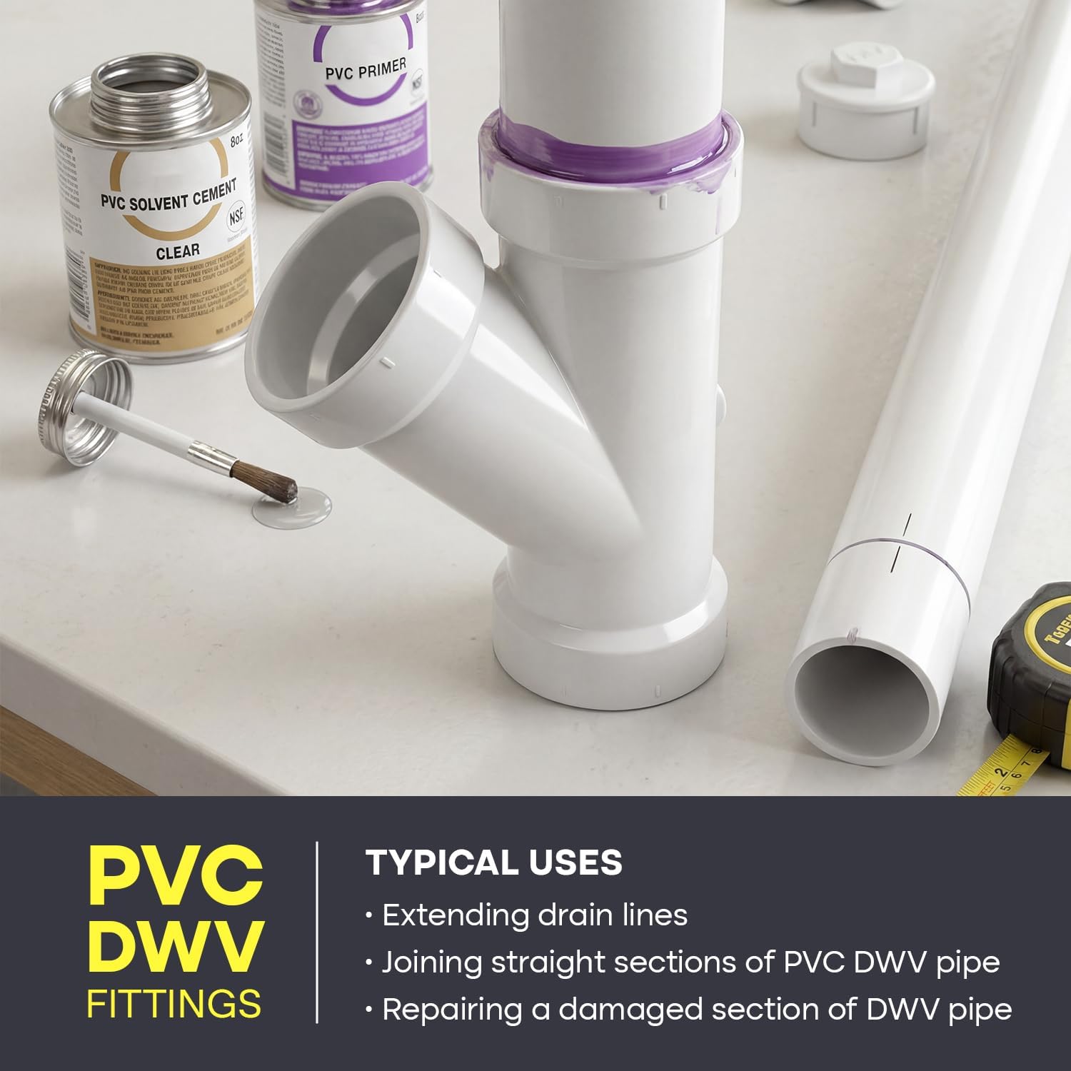SUPPLYGIANT™ (50 Pack) 1-1/2 Inch PVC DWV Wye Hub – White PVC Drain, Waste & Vent Fitting