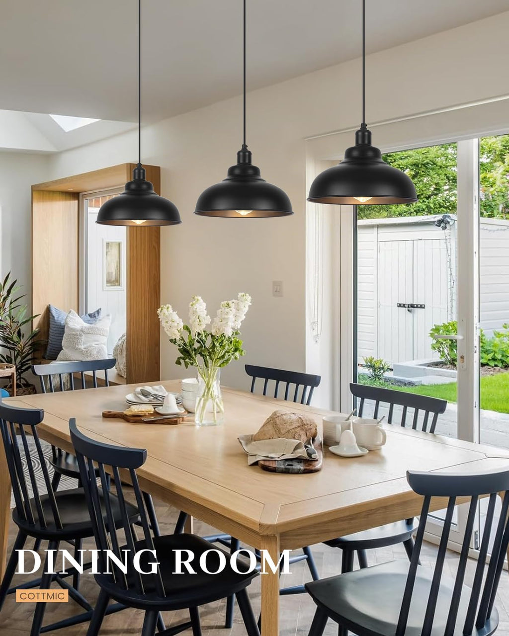 Black Farmhouse Island Lights for Kitchen, 1 Pack Industrial Kitchen Island Lighting, Modern Kitchen Island Light Fixtures for Dining Room, Billiard Room, Bar
