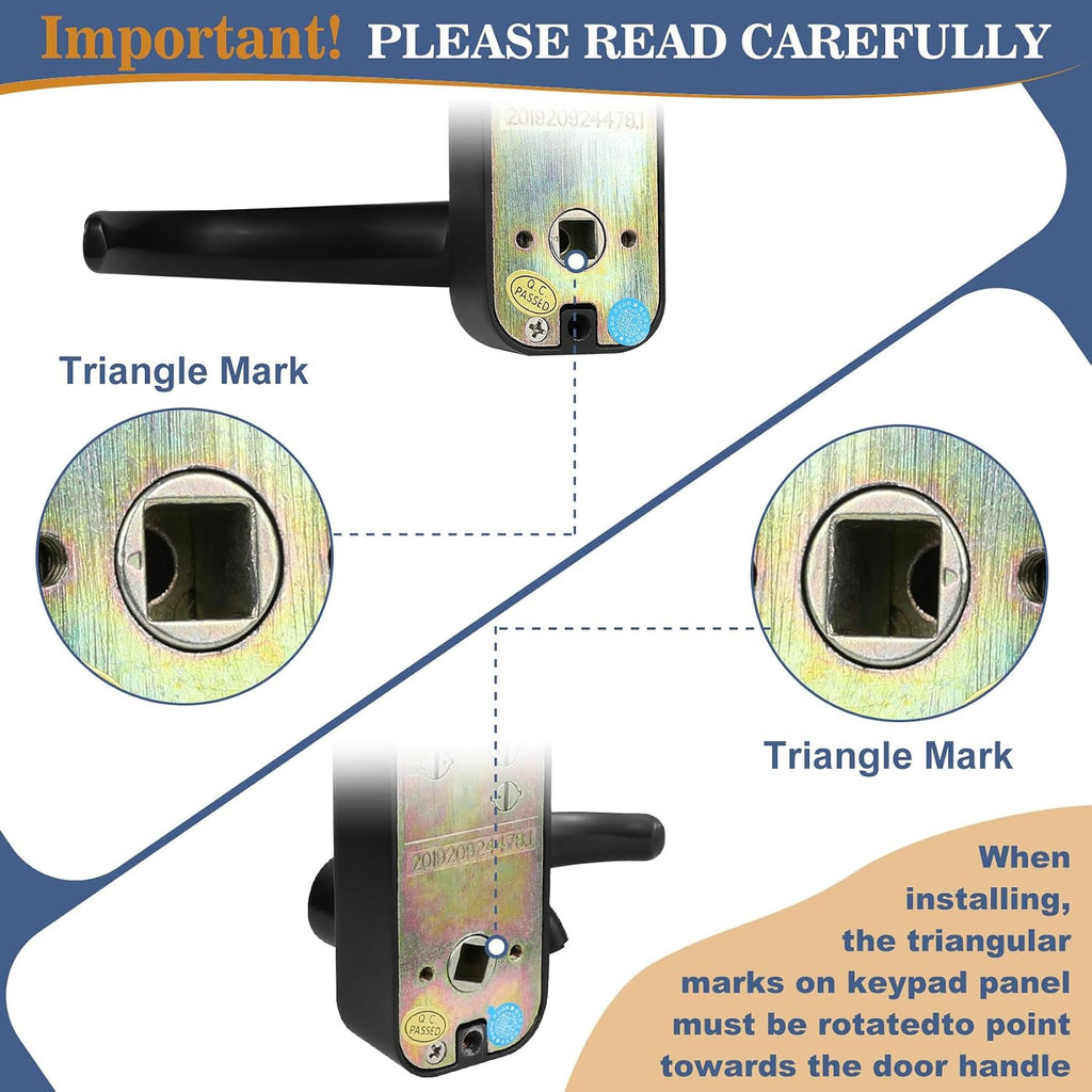 New Upgrade Double Sided Keyless Door Lock with Handle,Stainless Steel Waterproof Double Sided Keyless Door Lock (Black,with Large Cushion)