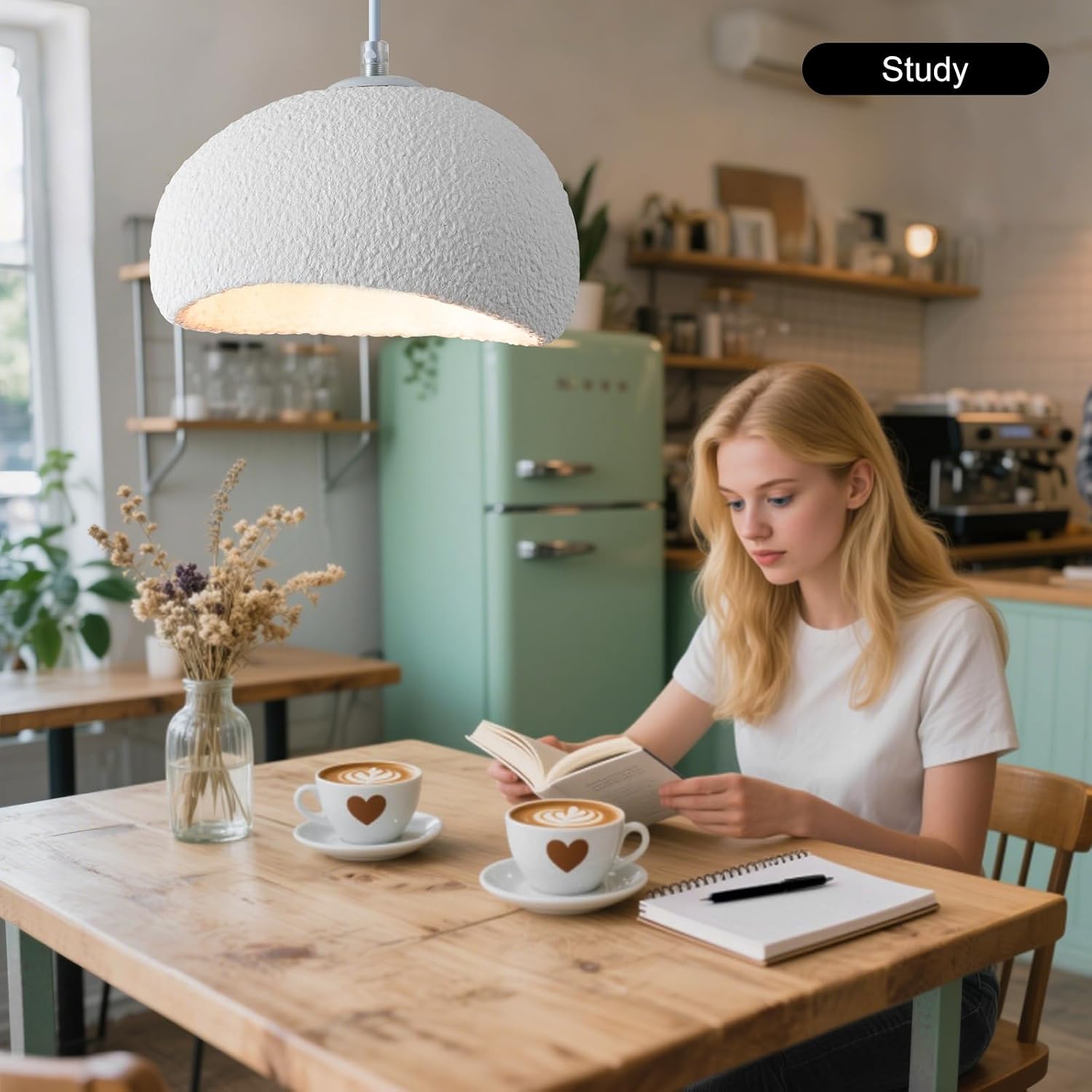 Wabi Sabi Pendant Light Oval, 7.87in Small Japanese Ceiling Fixture for Bedroom Bedside Entryway Hallway Kitchen, Minimalist Japandi Hanging Lamp White E26 Base (20cm/7.87in)