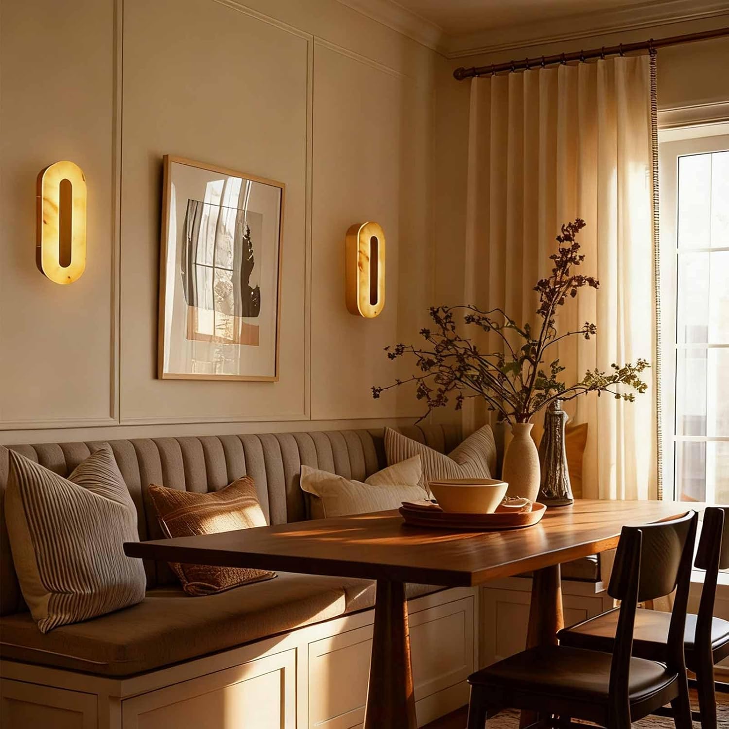 Alabaster Wall Sconces Oval Marble Wall Sconce with Gold Base | Stone Bathroom Vanity Light Fixtures LED Alabaster Lights Hardwired For Living Room Showroom Staircase Bedroom