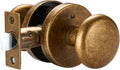 Antique Brass Door Knob with Push-Button Lock - Durable & Elegant Privacy Door Handle for Interior Doors, Classic Round Design for Bedroom Bathroom Doors (Privacy)