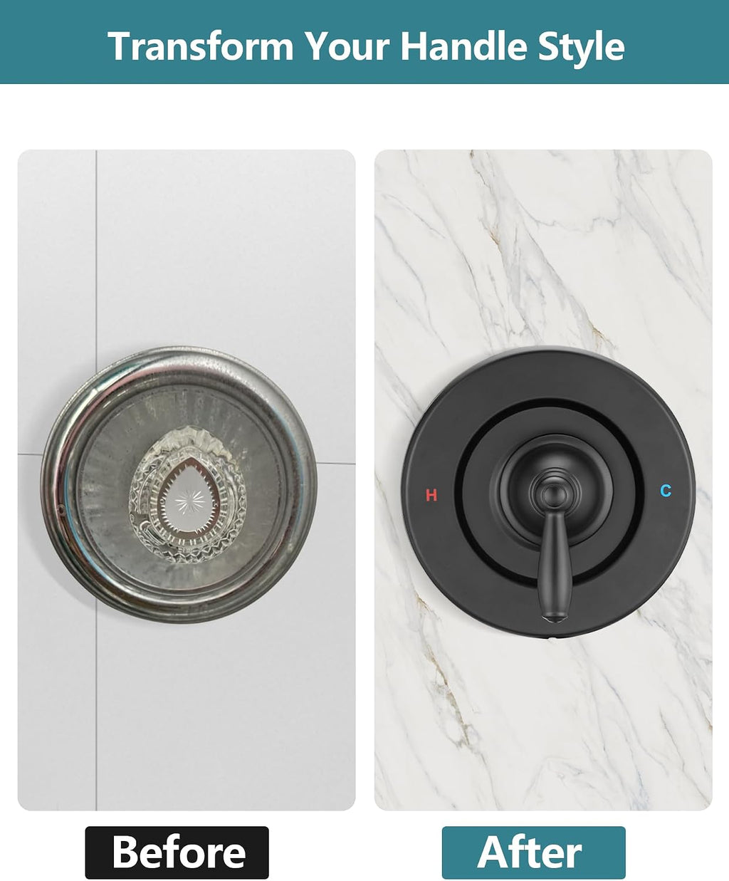 Replacement Shower Fuacet Handle Kit Compatible with Moen Posi-Temp& Chateau Faucets, Matte Black