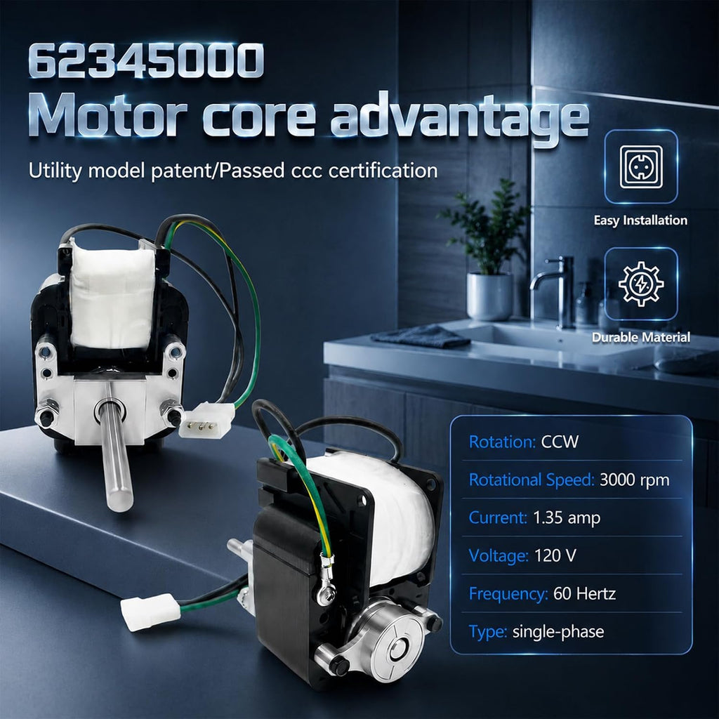 Bathroom Exhaust Fan Motor Replacement Replace 62345000 88624000 J238-100-10074 J238-100-10075 Fit for LS100SE LS50SE LS80SE