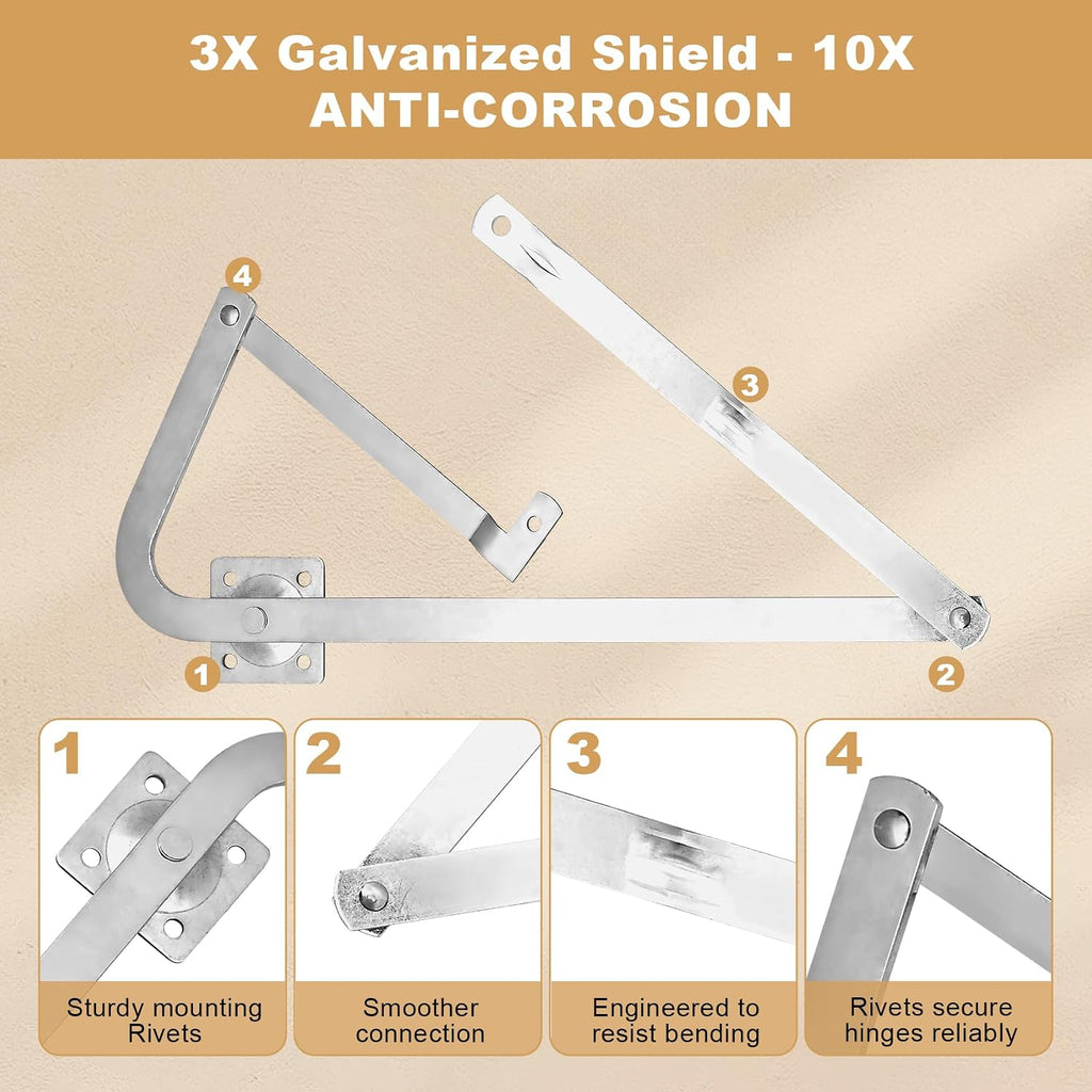 55-2 Attic Ladder Hinge Arms with Springs for Werner Attic Ladders | Compatible with Werner Mk5, WU2210, W2208, W2210, Suitable for Werner Attic Ladders Manufactured After 2010