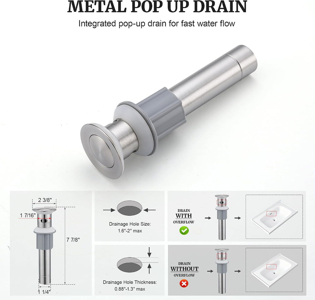 Ultimate Unicorn Pull Down Bathroom Sink Faucet, Brushed Nickel 4 Inch | Anti-Splash, Centerset Vanity Faucets 3 Hole with Pop Up Drain, Two Handle Modern Washbasin Tap Set with Sprayer for Restroom