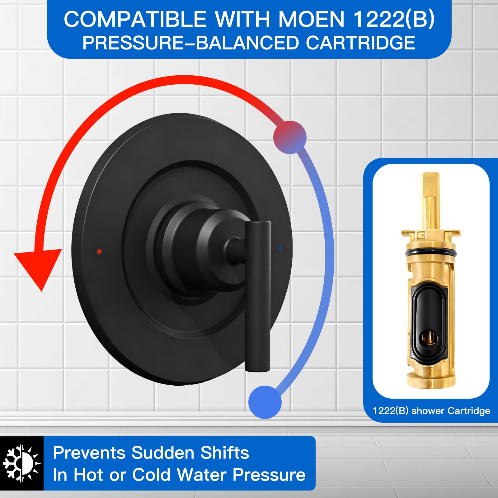 Shower Handle Trim Kit Compatible With Moen T2191, Brushed Gold (Trim Only) | Posi Temp Shower Trim Kit, Repair Wobbly Handle or Bathroom Renovation, Fit for 2510/2520/2570/2590 Valves Series