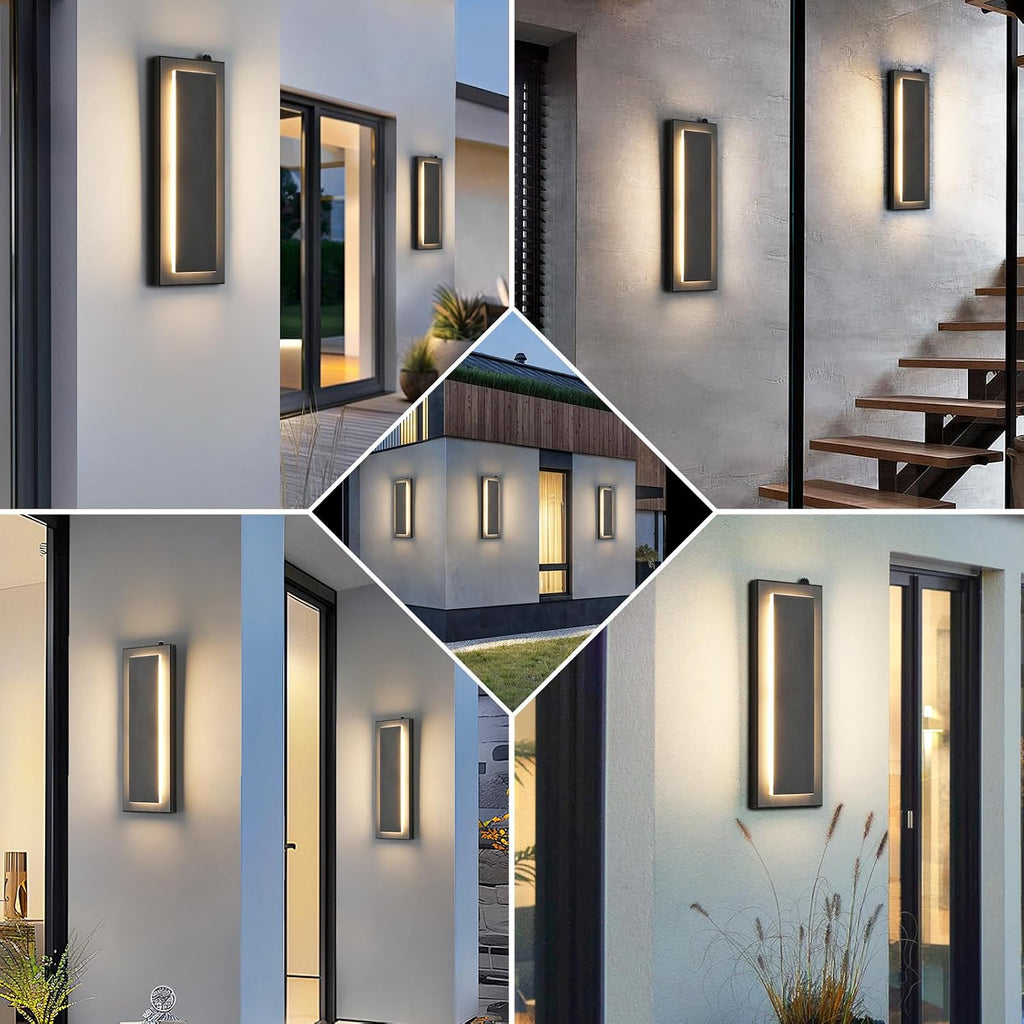 15.7'' Dusk to Dawn Outdoor Lights Modern LED Exterior Wall Lights, Black | 3000K, Built-in LED Front Porch Light Fixtures, IP65 Waterproof Hardwired Wall Sconce Outside Lighting for House Patio,1 Pack