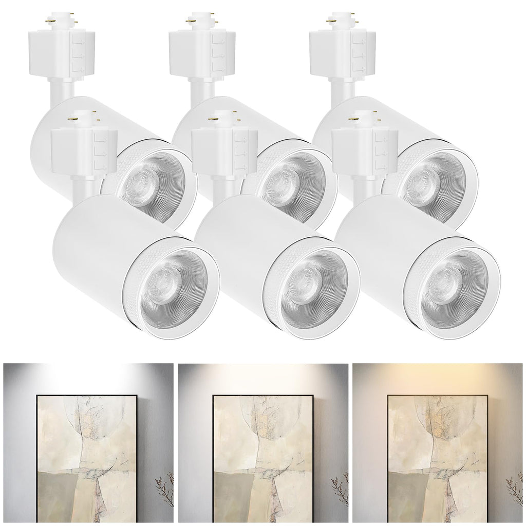 10W LED Black Track Lighting Heads,J Type Track Lighting Rail Ceiling Spotlight for Accent Task Wall Art Exhibition Lighting, and Wall Art Display Illumination 3000K-5700K, CRI90+ (6-Pack
