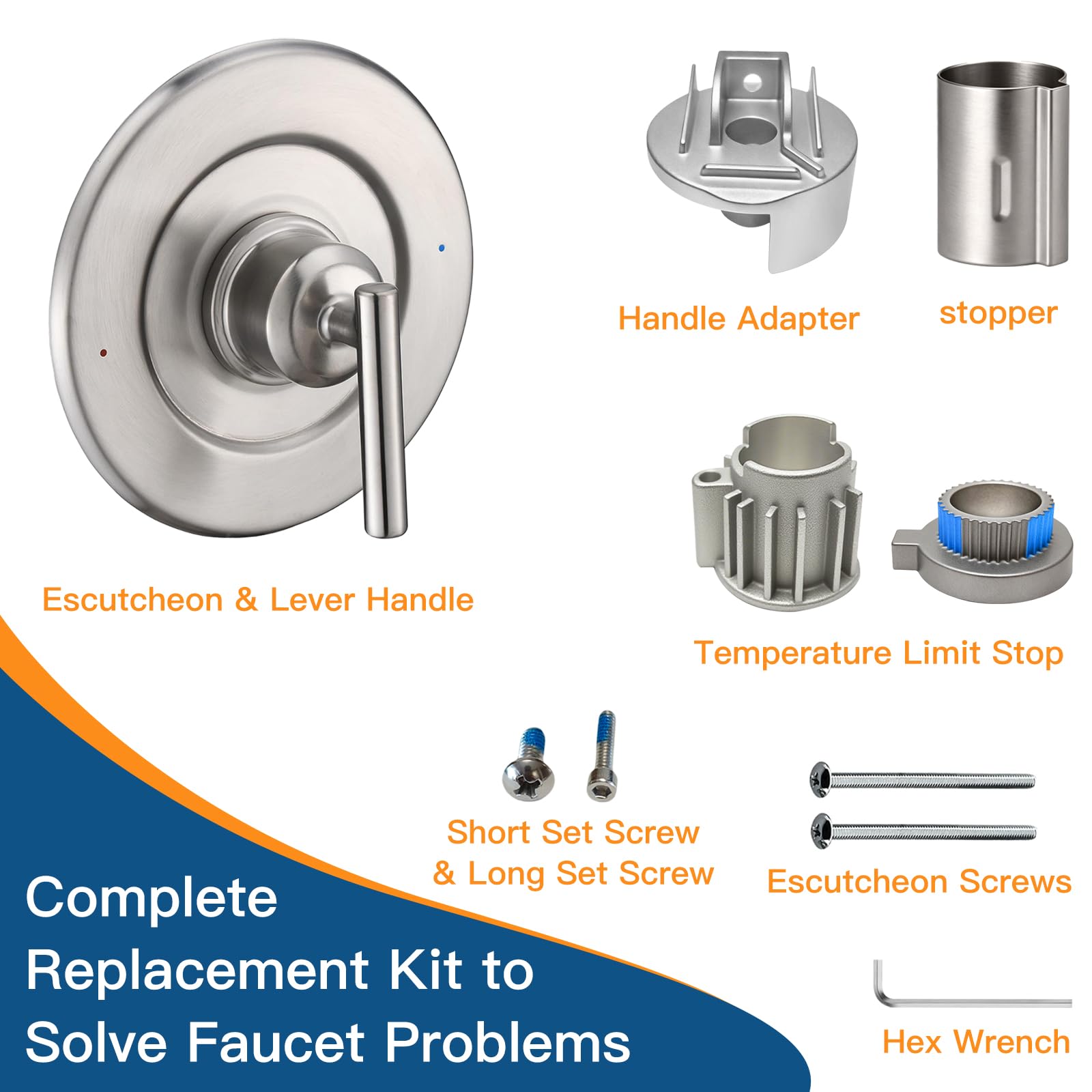 Shower Handle Trim Kit Compatible With Moen T2191, Brushed Gold (Trim Only) | Posi Temp Shower Trim Kit, Repair Wobbly Handle or Bathroom Renovation, Fit for 2510/2520/2570/2590 Valves Series